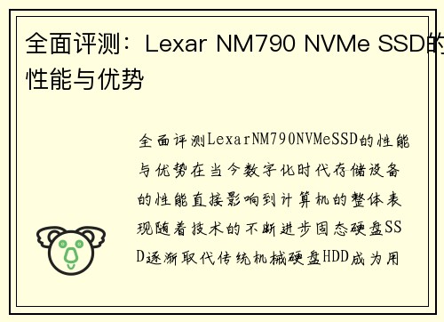 全面评测：Lexar NM790 NVMe SSD的性能与优势